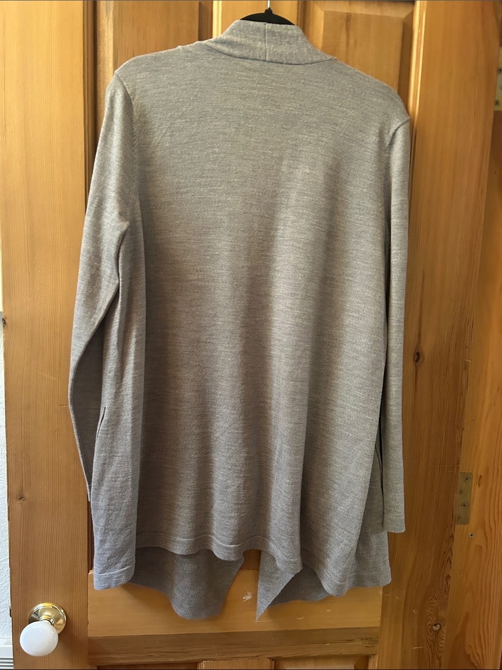 Eileen Fisher Light Gray Open-Front Drape Cardigan - Picture 8 of 9